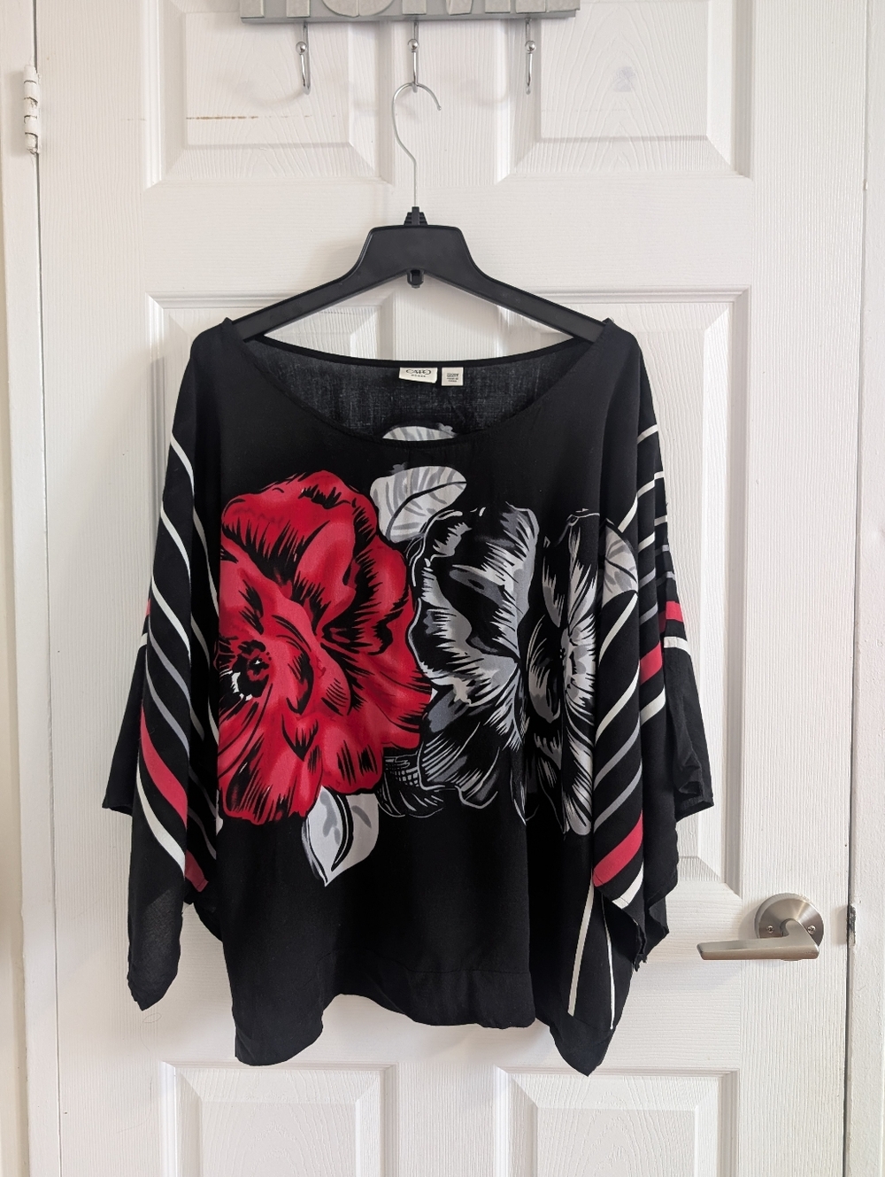NWOT Rayon Artistic Red Floral Abstract Print Tunic Boho Chic Feminine  22/24 W